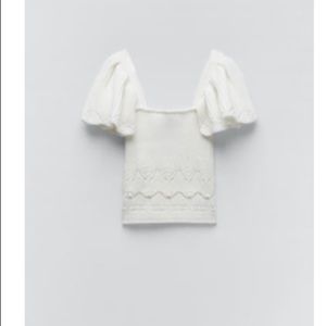 Zara Ruffled Knit White Top